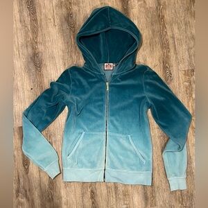 Juicy Couture velvet teal green ombré hoodie🦚